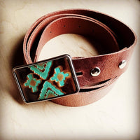 Thumbnail for Rectangle Navajo Leather Belt Buckle