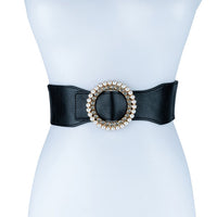 Thumbnail for PEARL AND RHINESTONE ROUND BUCKLE BELT