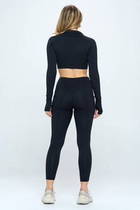 Thumbnail for Long Sleeve Activewear Set Top and Leggings
