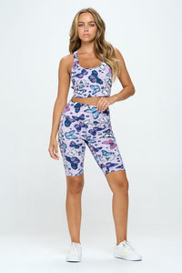 Thumbnail for Butterfly print activewear set