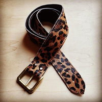 Thumbnail for Leopard Leather Belt w Belt Buckle 50