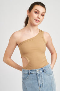 Thumbnail for OFF SLEEVE BODYSUIT WITH SIDE CUT OUT