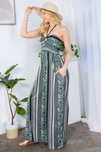 Thumbnail for Cut Out Wide Leg Halter Jumpsuit with Pockets