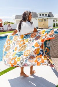 Thumbnail for Luxury Beach Towel in Bright Retro Floral