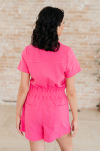 Thumbnail for Break Point Collared Romper in Hot Pink