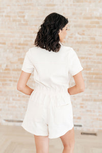 Thumbnail for Break Point Collared Romper in Natural