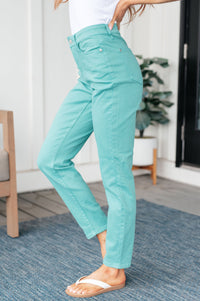 Thumbnail for Bridgette High Rise Garment Dyed Slim Jeans in Aquamarine