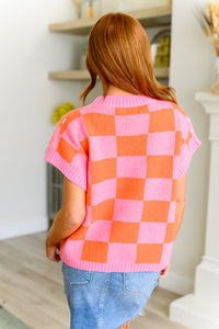 Thumbnail for Dazzle Me Checkered Sequin Top