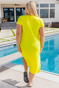 Thumbnail for Dolman Sleeve Maxi Dress in Neon Yellow
