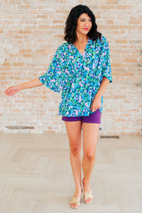 Thumbnail for Dreamer Peplum Top in Navy and Mint Floral