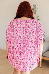 Thumbnail for Essential Blouse in Fuchsia and White Paisley