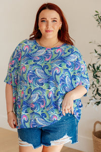 Thumbnail for Essential Blouse in Painted Blue Mix