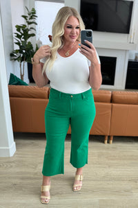 Thumbnail for Lisa High Rise Control Top Wide Leg Crop Jeans in Kelly Green