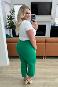 Thumbnail for Lisa High Rise Control Top Wide Leg Crop Jeans in Kelly Green