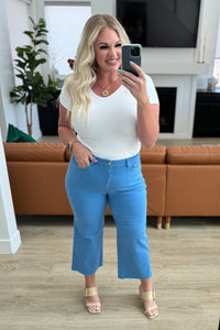 Thumbnail for Lisa High Rise Control Top Wide Leg Crop Jeans in Sky Blue