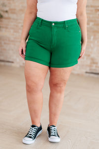 Thumbnail for Jenna High Rise Control Top Cuffed Shorts in Green