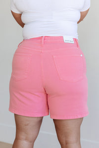 Thumbnail for Jenna High Rise Control Top Cuffed Shorts in Pink