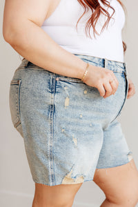 Thumbnail for Cindy High Rise Mineral Wash Distressed Boyfriend Shorts