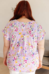 Thumbnail for Lizzy Cap Sleeve Top in Lavender and Magenta Floral
