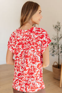 Thumbnail for Lizzy Cap Sleeve Top in Red Floral