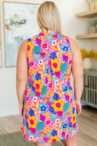 Thumbnail for Lizzy Tank Dress in Hot Pink Mixed Floral