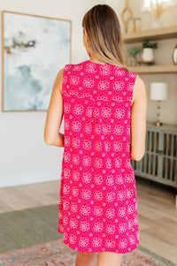 Thumbnail for Lizzy Tank Dress in Magenta Floral Tile
