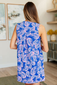 Thumbnail for Lizzy Tank Dress in Royal and Pink Palm