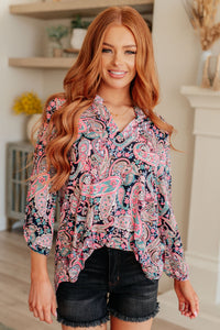 Thumbnail for Lizzy Top in Pink Paisley
