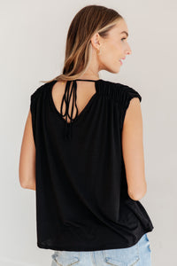 Thumbnail for Ruched Cap Sleeve Top in Black