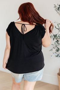Thumbnail for Ruched Cap Sleeve Top in Black