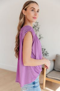Thumbnail for Ruched Cap Sleeve Top in Lavender