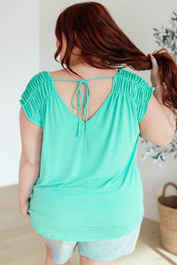 Thumbnail for Ruched Cap Sleeve Top in Neon Blue