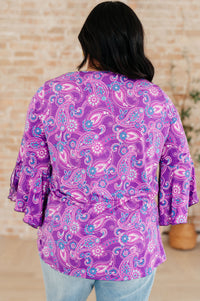 Thumbnail for Willow Bell Sleeve Top in Lavender Paisley