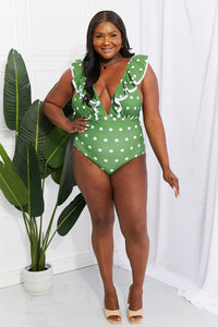 Thumbnail for Marina West Swim Moonlit Dip Ruffle Plunge Swimsuit in Mid Green