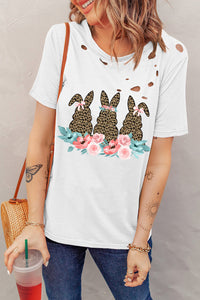 Thumbnail for Easter Bunny Graphic Distressed Tee Shirt