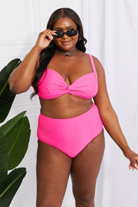 Thumbnail for Marina West Swim Take A Dip Twist High-Rise Bikini in Pink