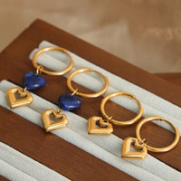 Thumbnail for Heart Shape Lapis Lazuli Dangle Earrings