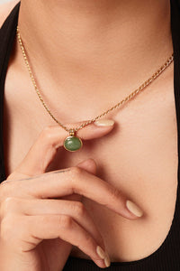 Thumbnail for Inlaid Stone Round Pendant Chain Necklace