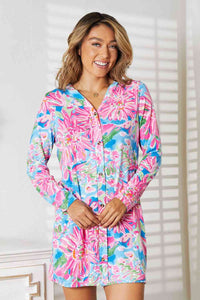 Thumbnail for Double Take Floral Open Front Long Sleeve Cardigan