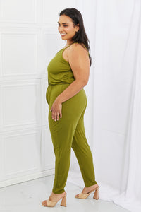 Thumbnail for Capella Comfy Casual Full Size Solid Elastic Waistband Jumpsuit in Chartreuse