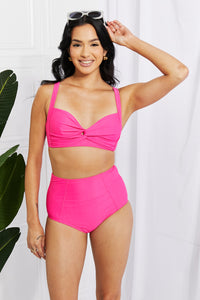 Thumbnail for Marina West Swim Take A Dip Twist High-Rise Bikini in Pink
