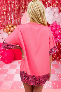Thumbnail for Candy Cane Sequin Half Sleeve T-Shirt
