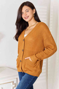 Thumbnail for Double Take Drop Shoulder Button Down Cardigan with Pockets