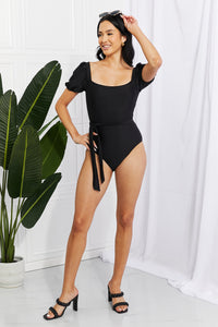 Thumbnail for Marina West Swim Salty Air Puff Sleeve One-Piece in Black