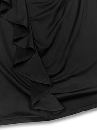 Thumbnail for Plus Size Ruffle Trim Round Neck Long Sleeve Dress