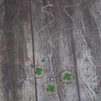 Thumbnail for Lucky Clover Alloy Acrylic Earrings and Necklace Jewelry Set