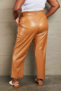 Thumbnail for HEYSON Powerful You Full Size Faux Leather Paperbag Waist Pants