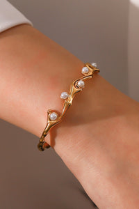 Thumbnail for Inlaid Synthetic Pearl Open Bracelet