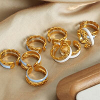 Thumbnail for Enamel 18K Gold-Plated Open Ring