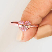 Thumbnail for MOM Heart Shape 925 Sterling Silver Engraved Ring